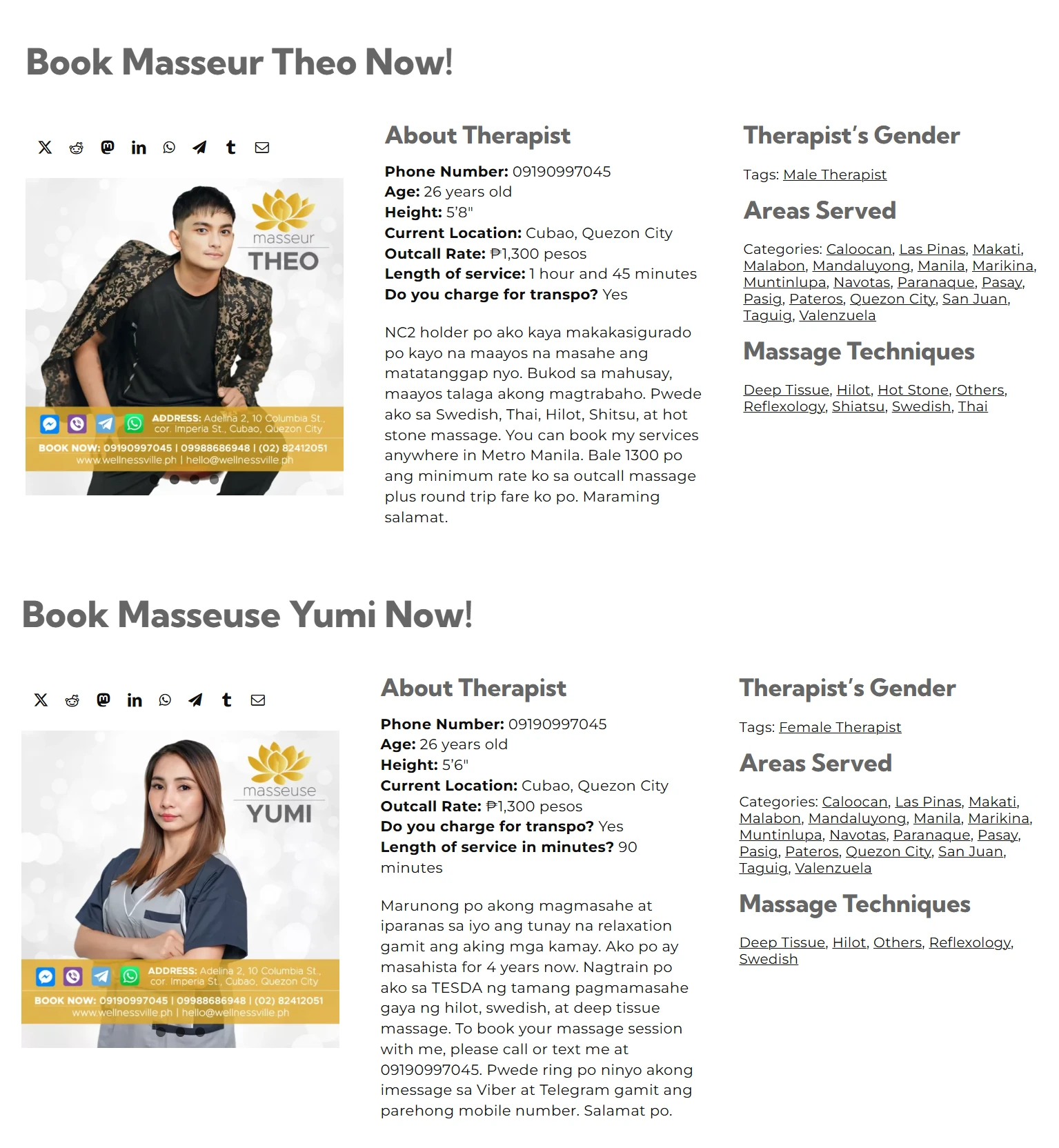 Sample Profile Ads or Personal Ads of therapists