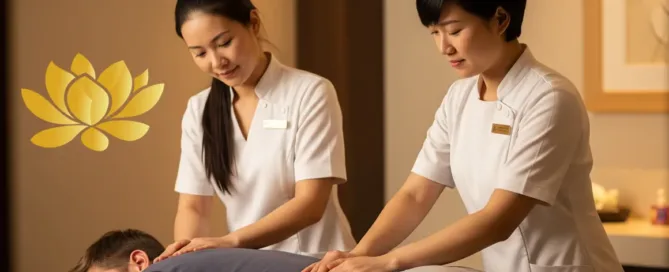 Duo Massage. Two Female Massage Therapists.