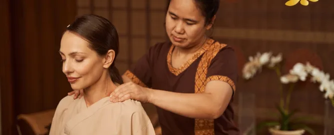 Thai Massage Therapy of an Old Asian Woman